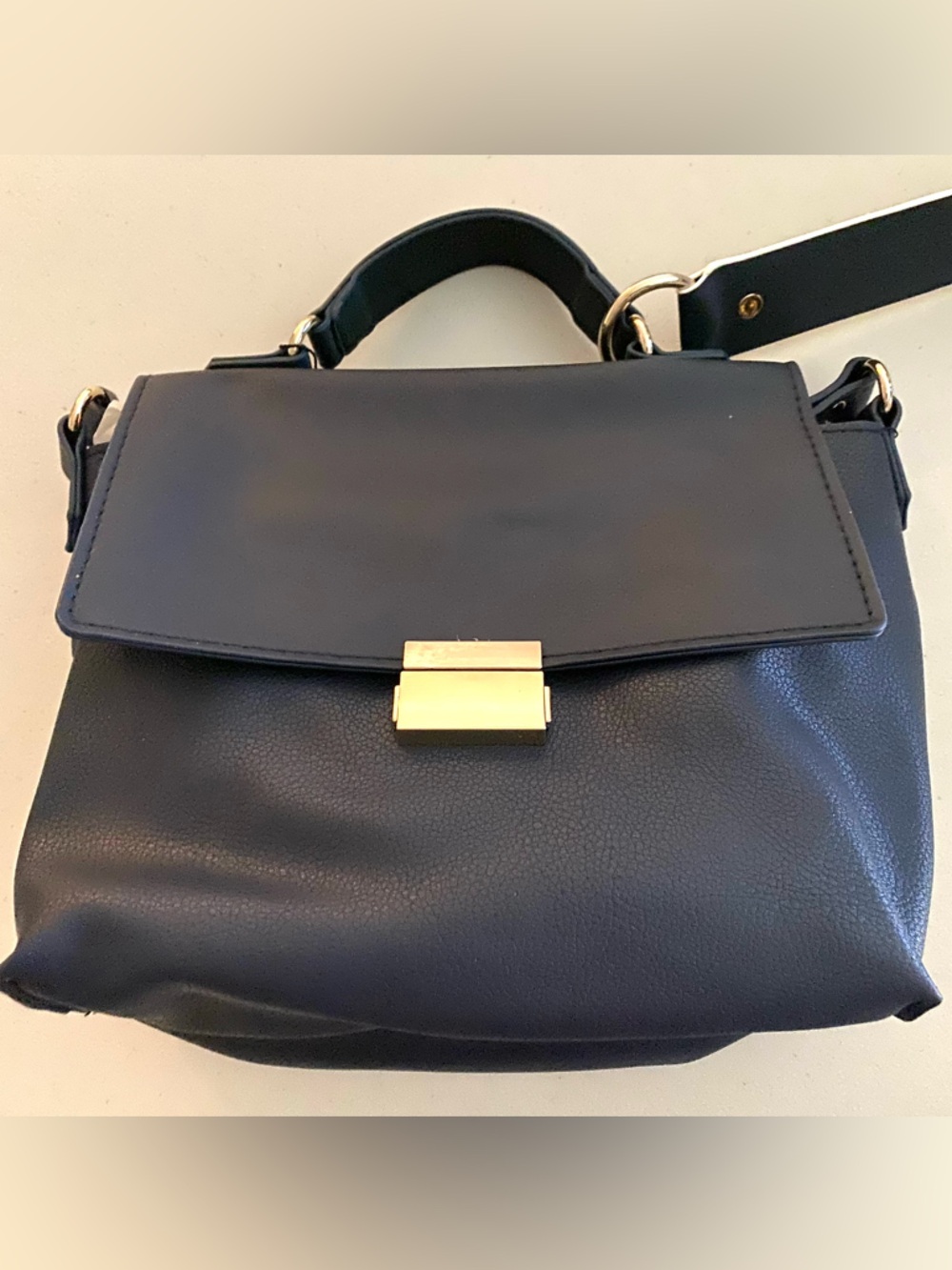 NWT Zara Dark  Blue  Structured Top-Handle Crossbody Satchel - Picture 8 of 8